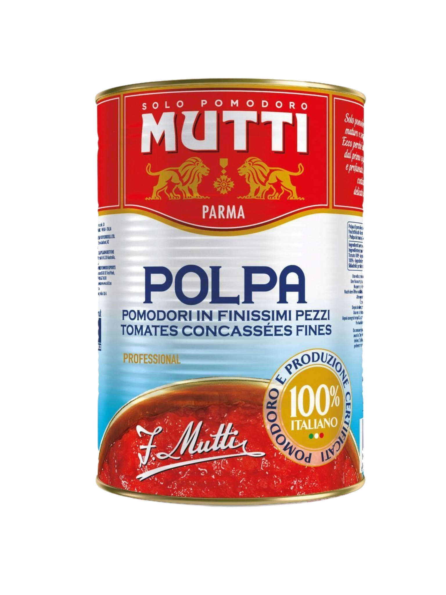 PULPE TOMATES PELEES 4,05KG POLPA 5/1 MUTTI